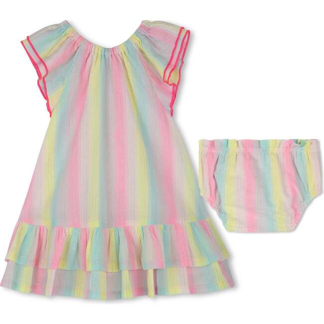 Ruffle Sleeve Striped Dress Set, Multi - Mixed Apparel Set - 2