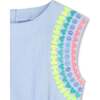 Striped Ice Water Embroidered Dress, Blue - Dresses - 3