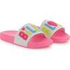 Applique Fleece Logo Slides, Pink - Slippers - 1 - thumbnail