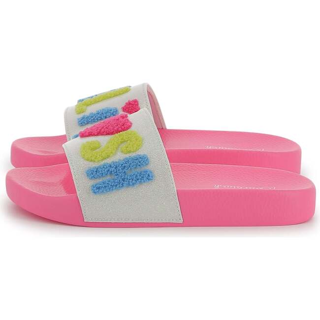 Applique Fleece Logo Slides, Pink