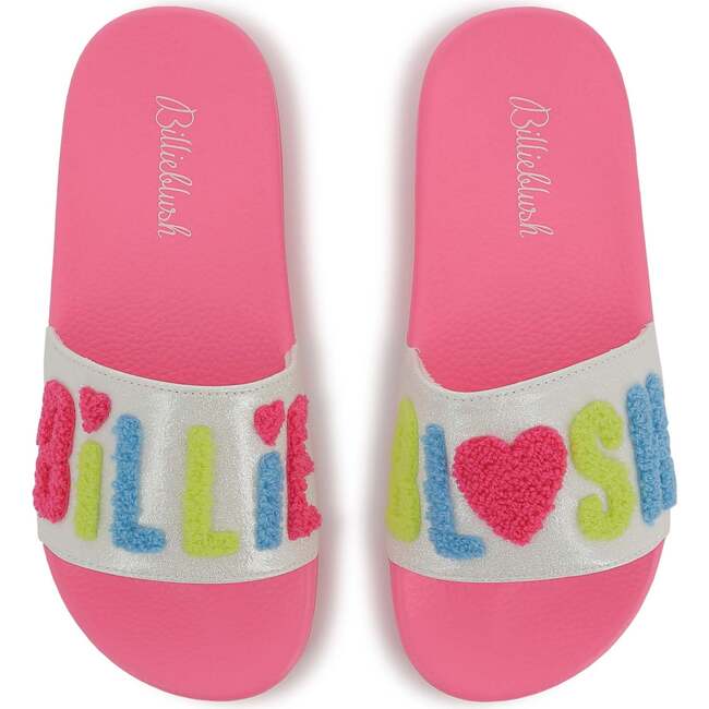 Applique Fleece Logo Slides, Pink - Slippers - 5