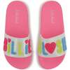Applique Fleece Logo Slides, Pink - Slippers - 5