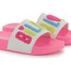 Applique Fleece Logo Slides, Pink - Slippers - 7