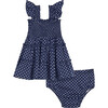 The Baby Ellie Cotton Sateen Polka Dot Nap Dress, Navy - Dresses - 1 - thumbnail