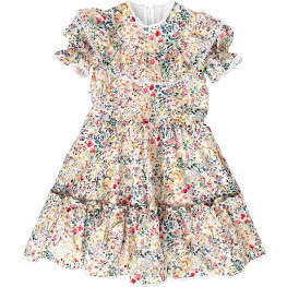Elizabeth Girl Dress With Hair Bow, Made With Liberty Fabric