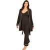Curvy 3 Piece Pajama Set With Robe Black/Ivory - Robes - 1 - thumbnail