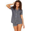 Short Sleeve Top & Boxer Pajama Set Anthracite/Ivory - Pajamas - 1 - thumbnail