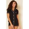 Short Sleeve Top & Boxer Pajama Set Black/Ivory - Pajamas - 2