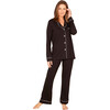 Long Sleeve Top & Pant Pajama Set Black/Ivory - Pajamas - 1 - thumbnail