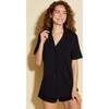 Short Sleeve Top & Boxer Pajama Set Black/Black - Pajamas - 2