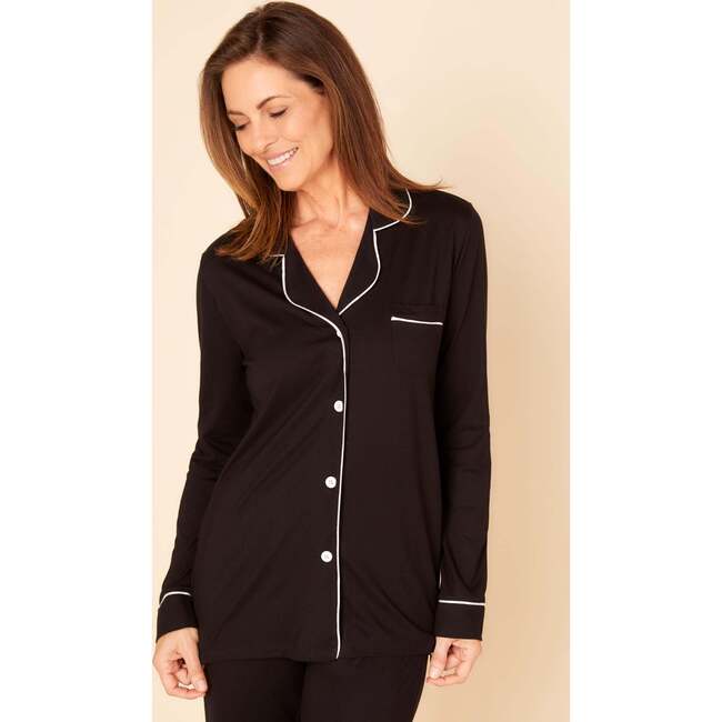 Long Sleeve Top & Pant Pajama Set Black/Ivory - Pajamas - 2