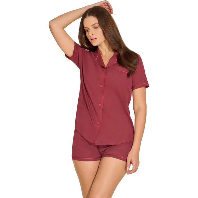 Short Sleeve Top & Boxer Pajama Set Vin Brule/Fragolino