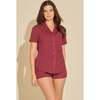 Short Sleeve Top & Boxer Pajama Set Vin Brule/Fragolino - Pajamas - 2