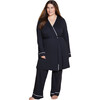 3 Piece Pajama Set With Robe Black/Ivory - Robes - 1 - thumbnail