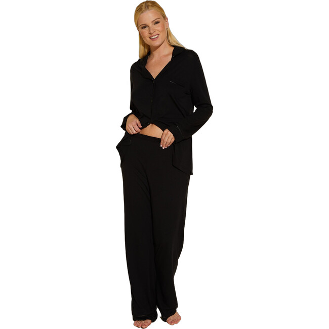 Long Sleeve Top & Pant Pajama Set Black/Black