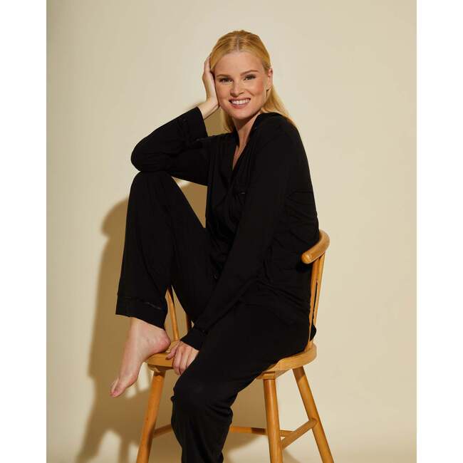 Long Sleeve Top & Pant Pajama Set Black/Black - Pajamas - 2