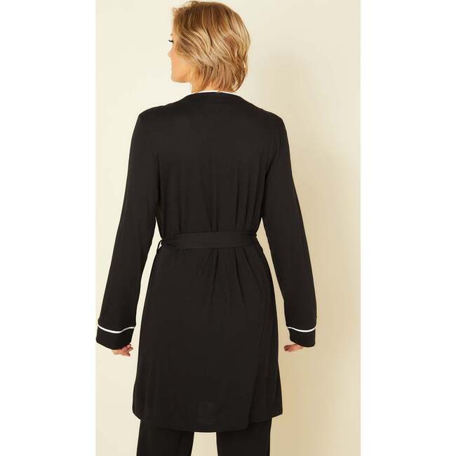 3 Piece Pajama Set With Robe Black/Ivory - Robes - 3