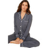 Long Sleeve Top & Pant Pajama Set Anthracite/Ivory - Pajamas - 1 - thumbnail