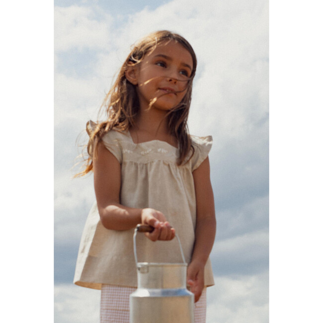 Olivia Hand-Embroidered Blouse, Beige