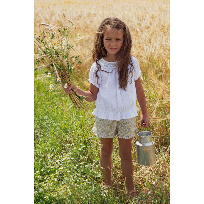 Gaia Hand-Smocked Blouse, White - Blouses - 2