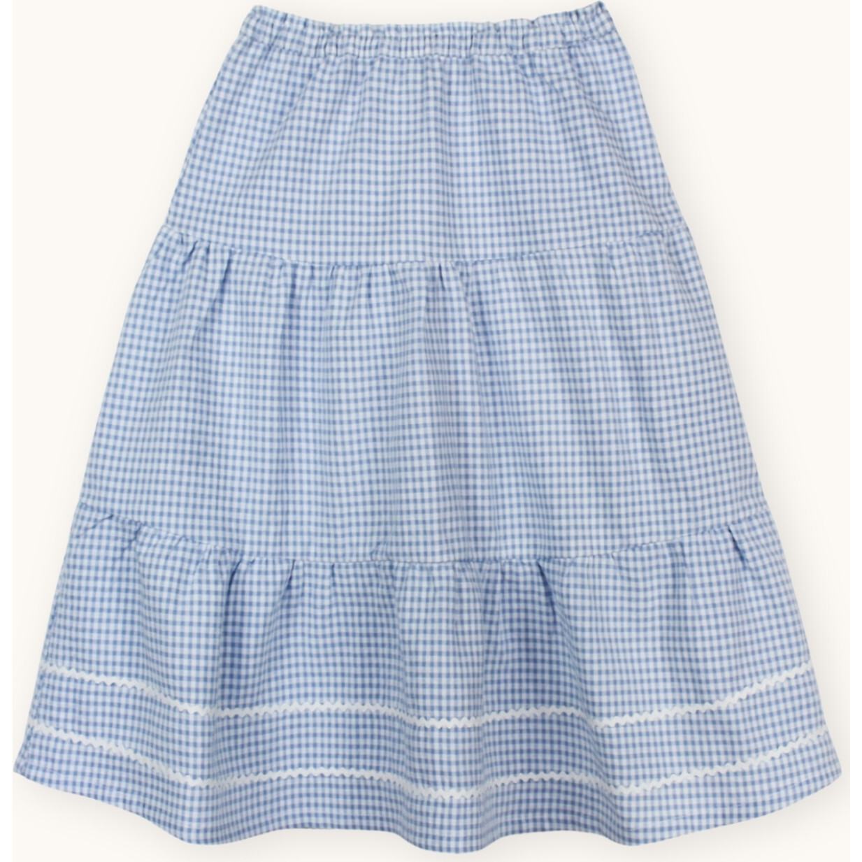 Bohemian Midi Skirt, Blue Gingham - Skirts - 1