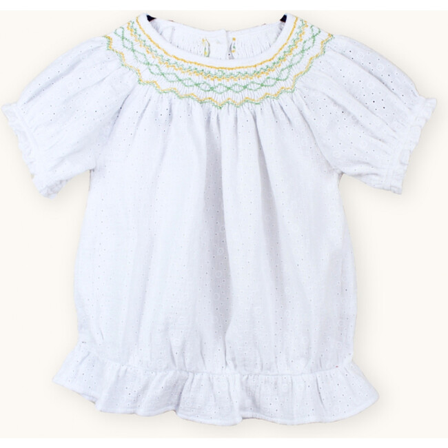 Gaia Hand-Smocked Blouse, White - Blouses - 3