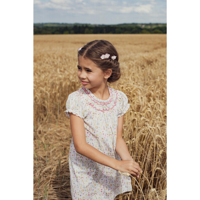 Cherry Smocked Hand-Embroidered Dress, Meadow Flower - Dresses - 3