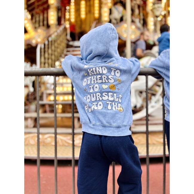Kids Be Kind Hoodie, Washed Blue - Sweatshirts - 5
