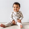 Baby Bamboo Pajamas W/ DreamCuffs®, Oat Latte Checkerboard - Footie Pajamas - 3