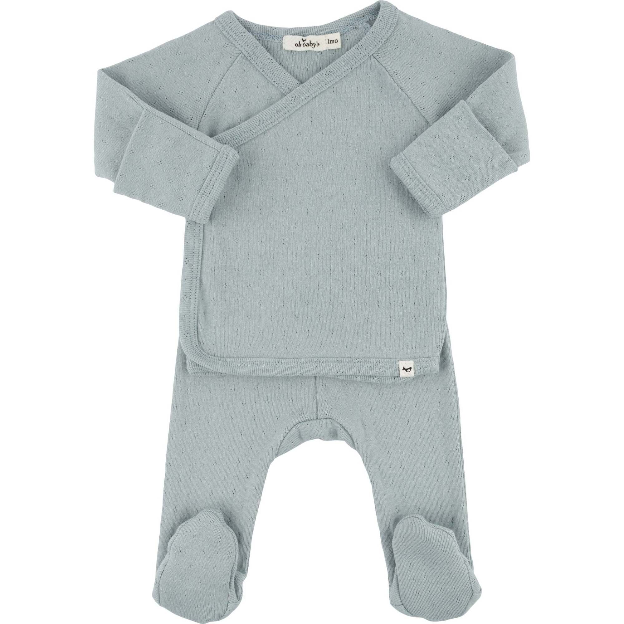 Twinkle Pointelle Kimono Set, Sky Blue - Mixed Apparel Set - 1