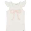 Ruffle Bow Pink Silver-Fleck Tulle Flutter Tank, Cream - Tank Tops - 1 - thumbnail