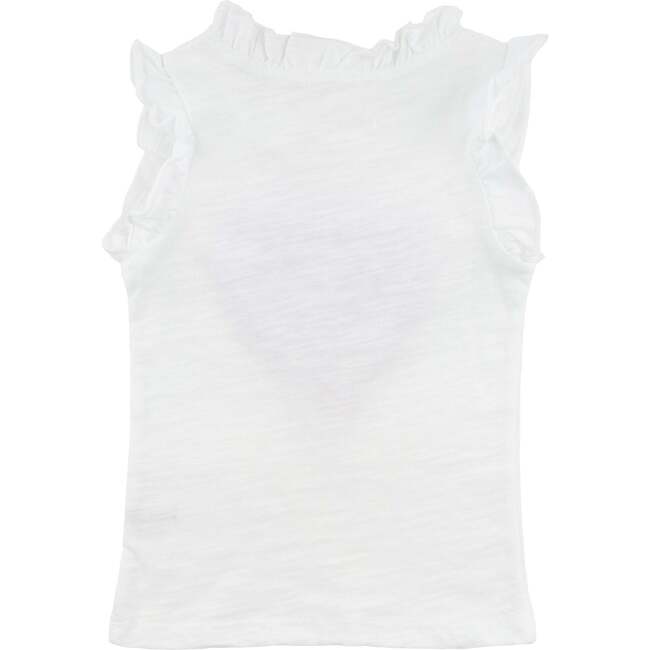 Ruffle Heart Bright Pink Sparkle Rebekah Ruffle Tank, Oyster - Tank Tops - 3