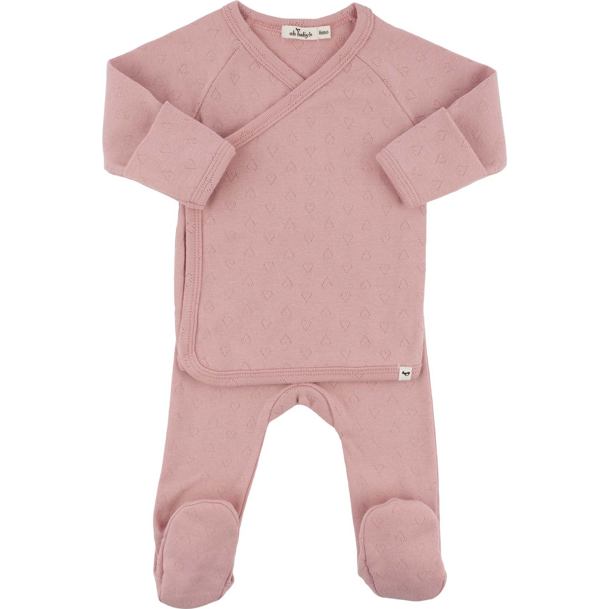 Hearts Pointelle Kimono Set, Blush - Mixed Apparel Set - 1