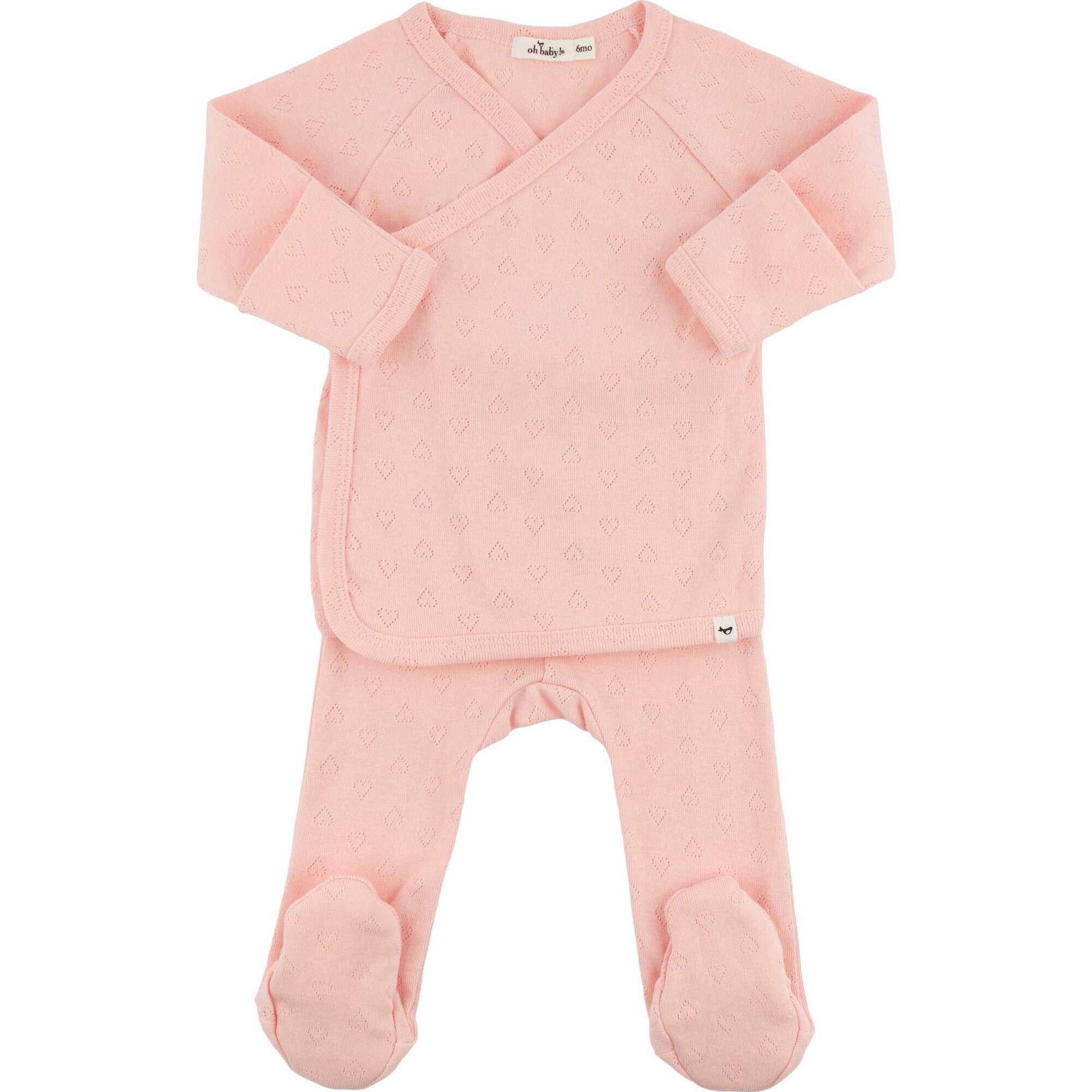 Hearts Pointelle Kimono Set, Pink - Mixed Apparel Set - 1