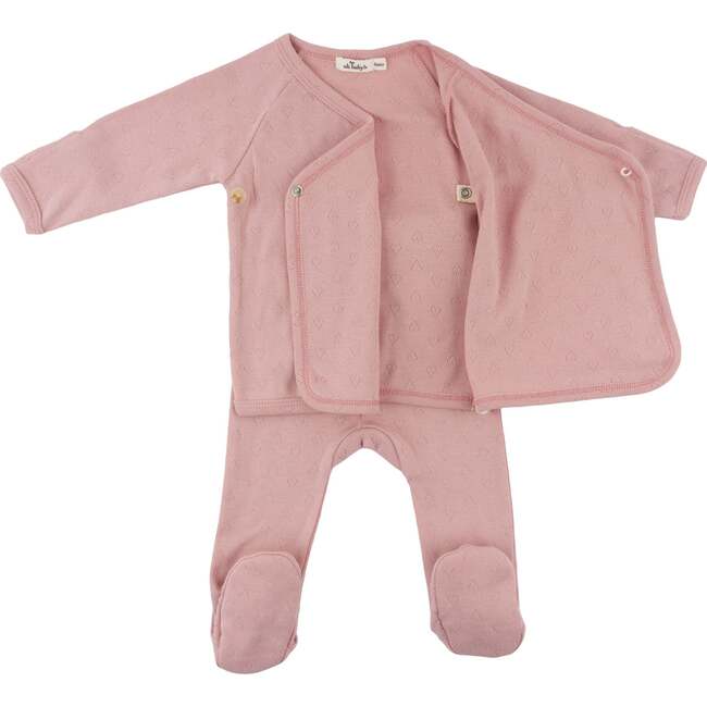 Hearts Pointelle Kimono Set, Blush - Mixed Apparel Set - 2