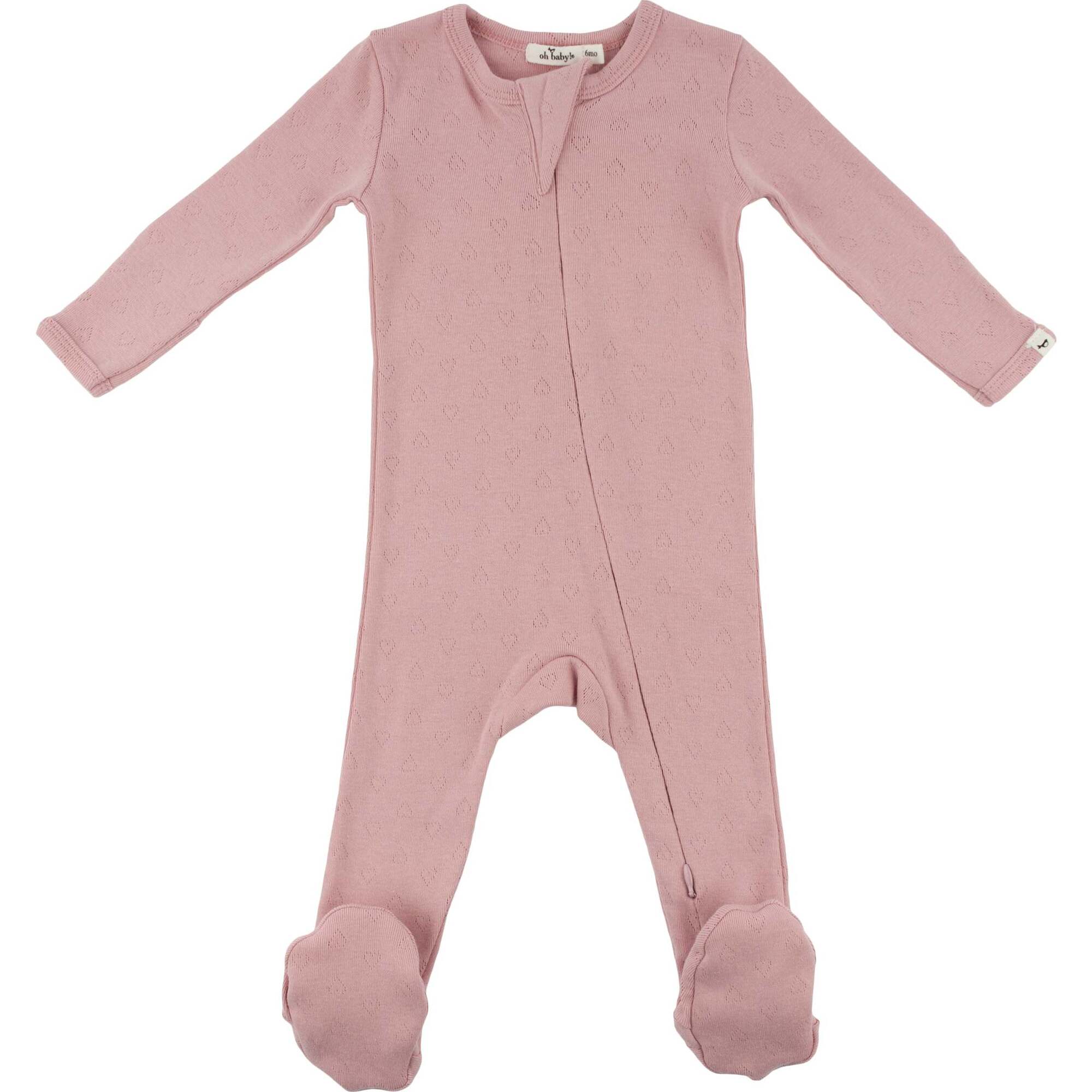 Hearts Pointelle Footie, Blush - Footie Pajamas - 1