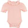 Hearts Pointelle Emily SS Onesie, Pink - Onesies - 1 - thumbnail