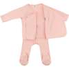 Hearts Pointelle Kimono Set, Pink - Mixed Apparel Set - 2