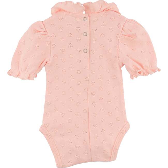 Hearts Pointelle Emily SS Onesie, Pink - Onesies - 2