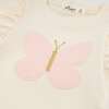 Butterfly Pink Terry with Gold Butterfly Tee, Milk - T-Shirts - 2