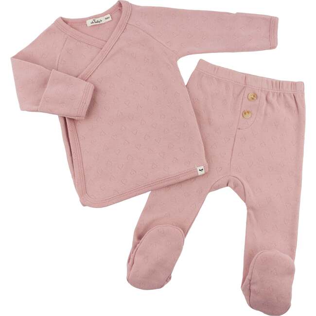 Hearts Pointelle Kimono Set, Blush - Mixed Apparel Set - 6