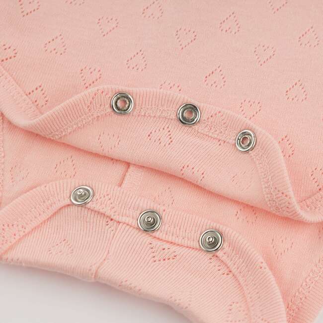 Hearts Pointelle Emily SS Onesie, Pink - Onesies - 3