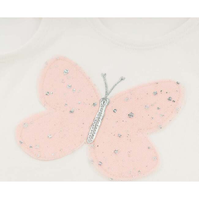 Butterfly Pink/Pink Silver Tulle Flutter Tank, Cream - Tank Tops - 3