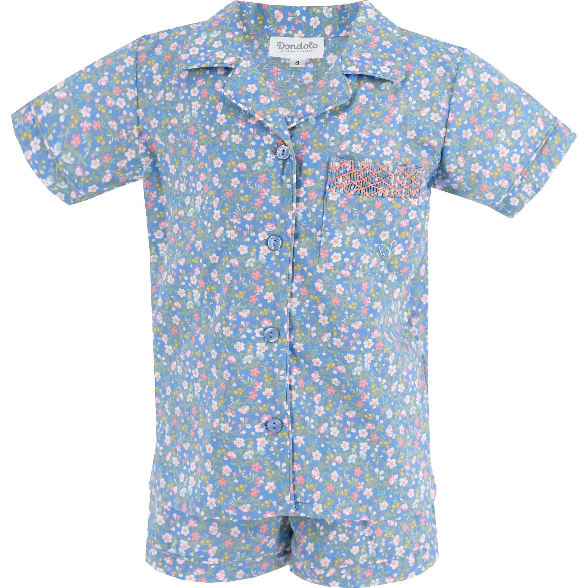 Margaret Girl Pajama Set, Blue - Pajamas - 1