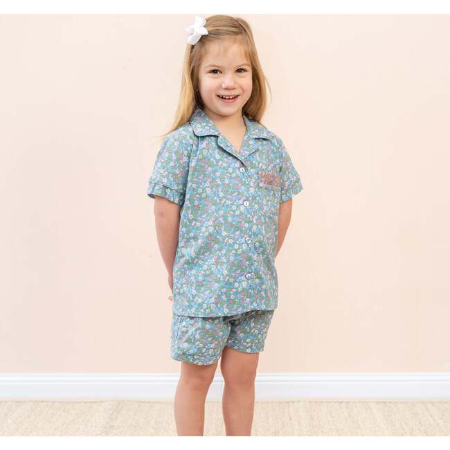 Margaret Girl Pajama Set, Blue - Pajamas - 2