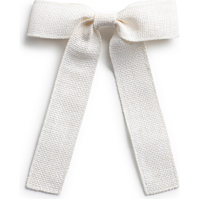 Tabitha Luxe Linen Long Tail Clip, Ivory