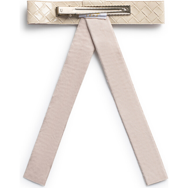 Poppy Braided Woven Patent Clip, Sand - Hair Accessories - 2