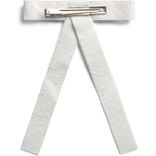 Poppy Braided Woven Patent Clip, White - Hair Accessories - 2
