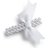 Molly Double Strand Pearl Grosgrain Bow Clip, White - Hair Accessories - 1 - thumbnail