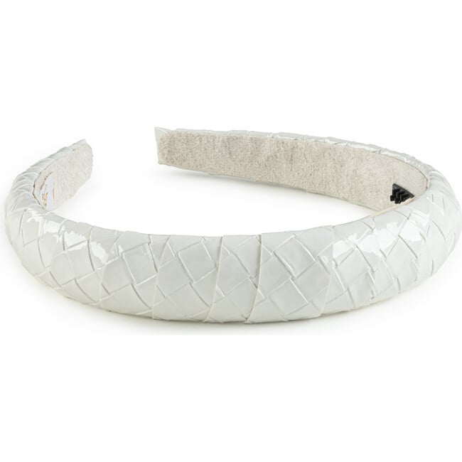 Poppy Braided Woven Patent, White